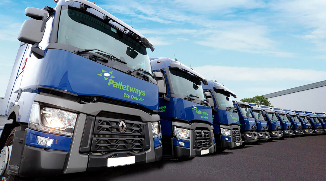 Line of Palletways trucks