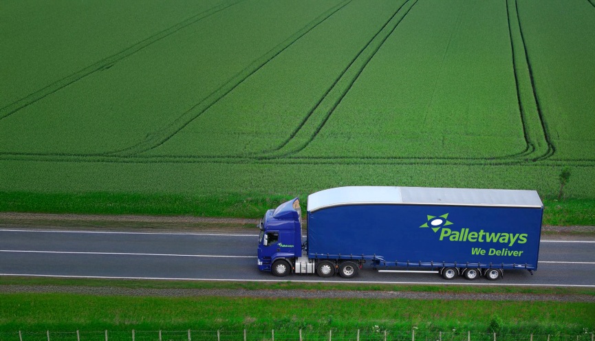 Palletways pallet network vehicle on a UK road